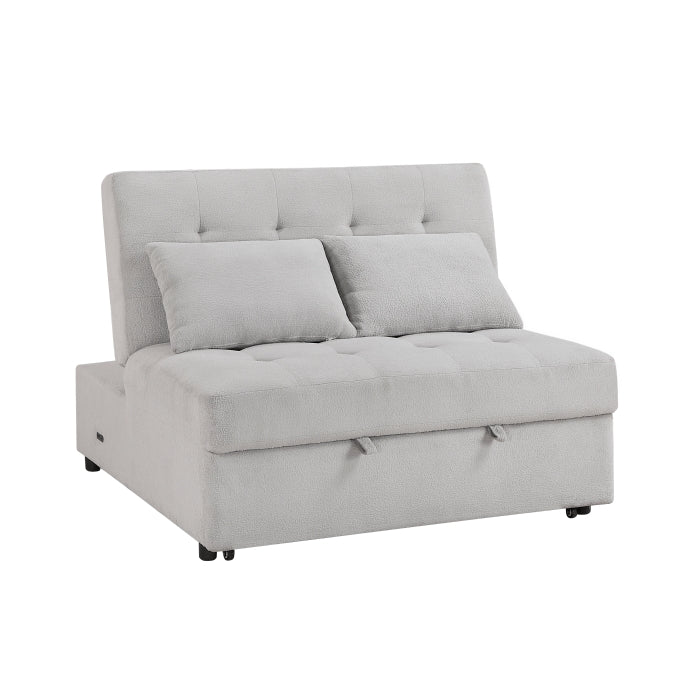 9707GRY-2CL Convertible Armless 2-Seater with Pull-out Bed and Charging Ports - 9707GRY-2CL