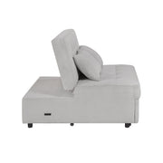 9707GRY-2CL Convertible Armless 2-Seater with Pull-out Bed and Charging Ports - 9707GRY-2CL