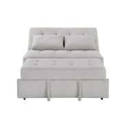 9707GRY-2CL Convertible Armless 2-Seater with Pull-out Bed and Charging Ports - 9707GRY-2CL