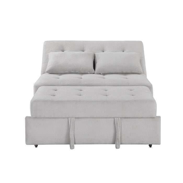 9707GRY-2CL Convertible Armless 2-Seater with Pull-out Bed and Charging Ports - 9707GRY-2CL