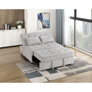 9707GRY-2CL Convertible Armless 2-Seater with Pull-out Bed and Charging Ports - 9707GRY-2CL