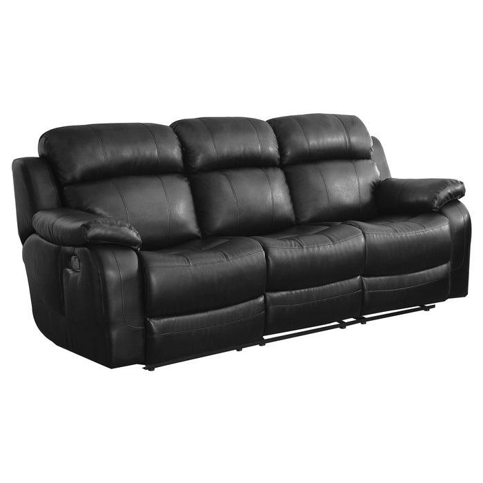 Marille Black Double Reclining Sofa WCntr Drop-Down Cup-Hldr 9724Blk-3 | Homelegance