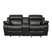 9724BLK-2 Double Glider Reclining Love Seat with Center Console - 9724BLK-2