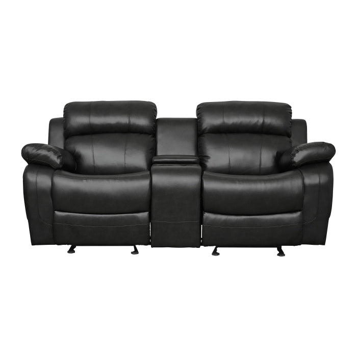 9724BLK-2 Double Glider Reclining Love Seat with Center Console - 9724BLK-2