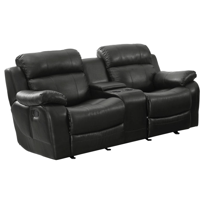 9724BLK-2 Double Glider Reclining Love Seat with Center Console - 9724BLK-2