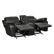 9724BLK-2 Double Glider Reclining Love Seat with Center Console - 9724BLK-2