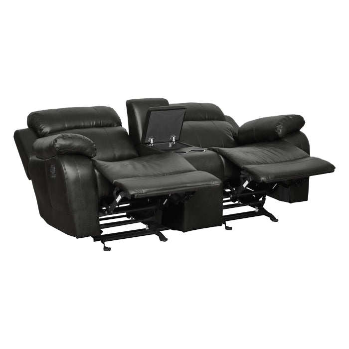 9724BLK-2 Double Glider Reclining Love Seat with Center Console - 9724BLK-2
