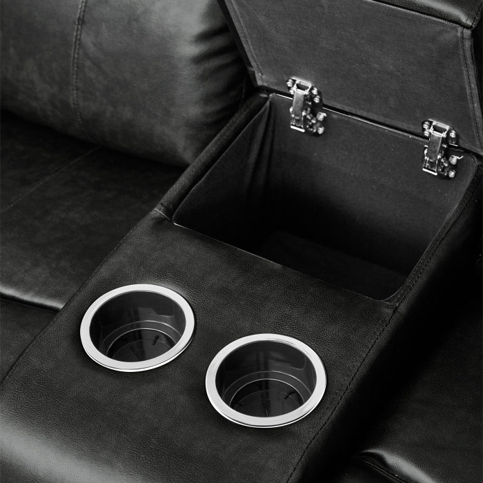 9724BLK-2 Double Glider Reclining Love Seat with Center Console - 9724BLK-2