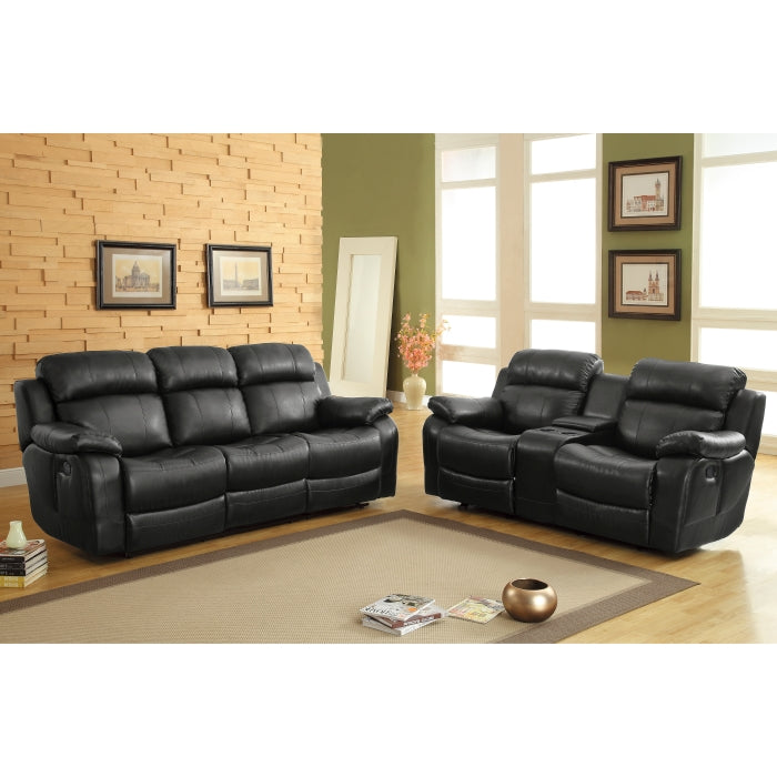 9724BLK-2 Double Glider Reclining Love Seat with Center Console - 9724BLK-2