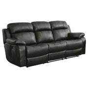 9724BLK-3 Double Reclining Sofa with Center Drop-Down Cup Holders - 9724BLK-3