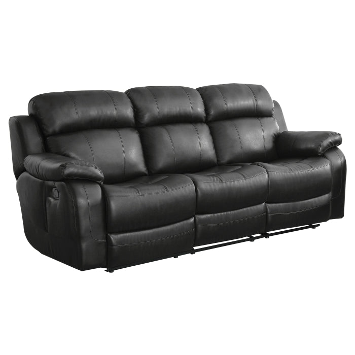 9724BLK-3 Double Reclining Sofa with Center Drop-Down Cup Holders - 9724BLK-3