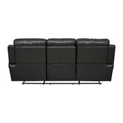 9724BLK-3 Double Reclining Sofa with Center Drop-Down Cup Holders - 9724BLK-3