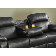 9724BLK-3 Double Reclining Sofa with Center Drop-Down Cup Holders - 9724BLK-3