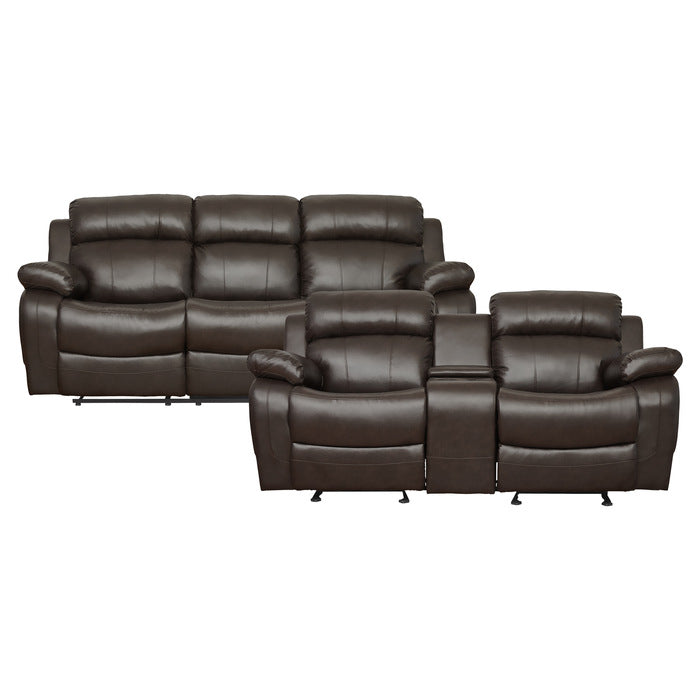 9724BRW*2 2pc Set: Sofa, Love - 9724BRW*2