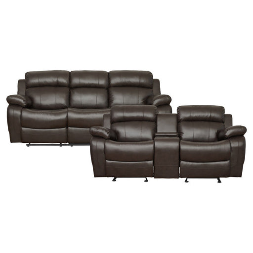 9724BRW*2 2pc Set: Sofa, Love - 9724BRW*2