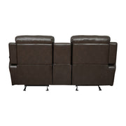 9724BRW-2 Double Glider Reclining Love Seat with Center Console - 9724BRW-2