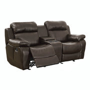 9724BRW-2 Double Glider Reclining Love Seat with Center Console - 9724BRW-2