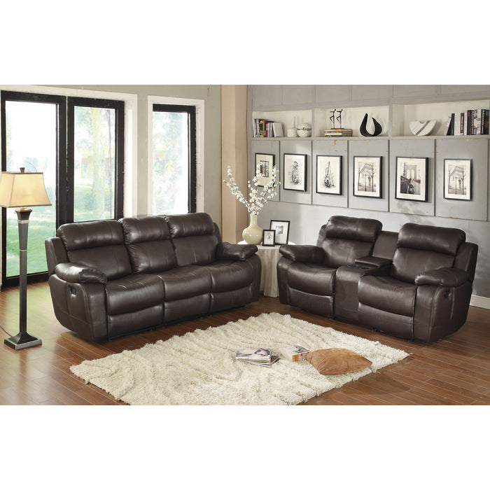 9724BRW-2 Double Glider Reclining Love Seat with Center Console - 9724BRW-2