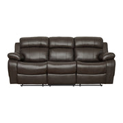9724BRW-3 Double Reclining Sofa with Center Drop-Down Cup Holders - 9724BRW-3