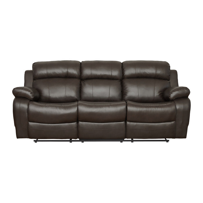 9724BRW-3 Double Reclining Sofa with Center Drop-Down Cup Holders - 9724BRW-3