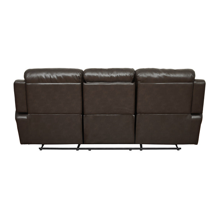 9724BRW-3 Double Reclining Sofa with Center Drop-Down Cup Holders - 9724BRW-3
