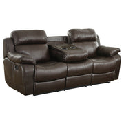 9724BRW-3 Double Reclining Sofa with Center Drop-Down Cup Holders - 9724BRW-3