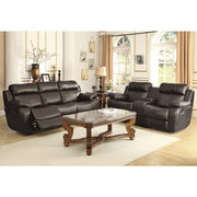 9724BRW-3 Double Reclining Sofa with Center Drop-Down Cup Holders - 9724BRW-3