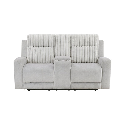 9728LGY-2 Double Reclining Love Seat with Center Console - 9728LGY-2