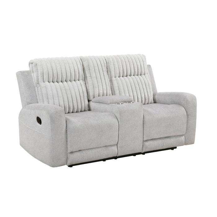 9728LGY-2 Double Reclining Love Seat with Center Console - 9728LGY-2