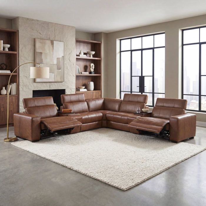 9790BRW*7LRRRPWH (7)7-Piece Modular Power Reclining Sectional with Power Headrests and Charging Ports - 9790BRW*7LRRRPWH