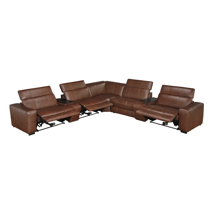 9790BRW*7LRRRPWH (7)7-Piece Modular Power Reclining Sectional with Power Headrests and Charging Ports - 9790BRW*7LRRRPWH