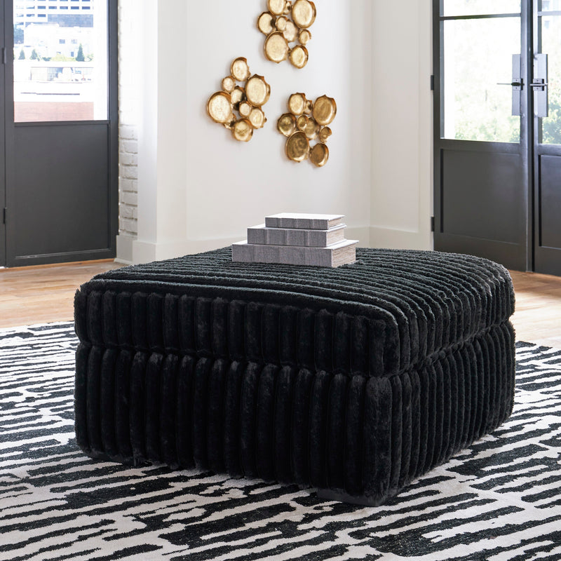 Midnight-Madness Onyx RAF Chase Sectional and Ottoman from Ashley - DMV Furniture