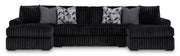 Midnight-Madness 3-Piece Sectional with Ottoman in Onyx from Ashley - DMV Furniture