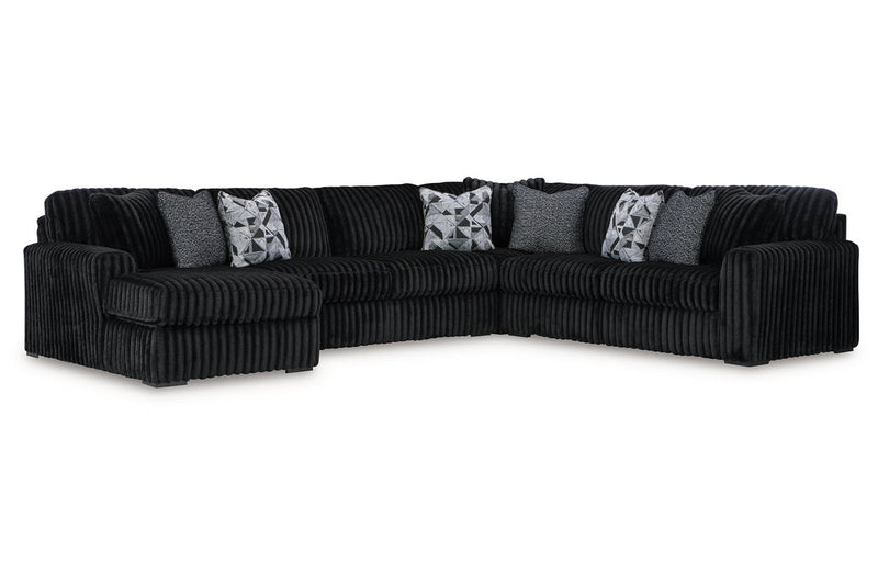 Midnight-Madness Onyx 4-Piece Sectional with Chaise -   - DMV Furniture