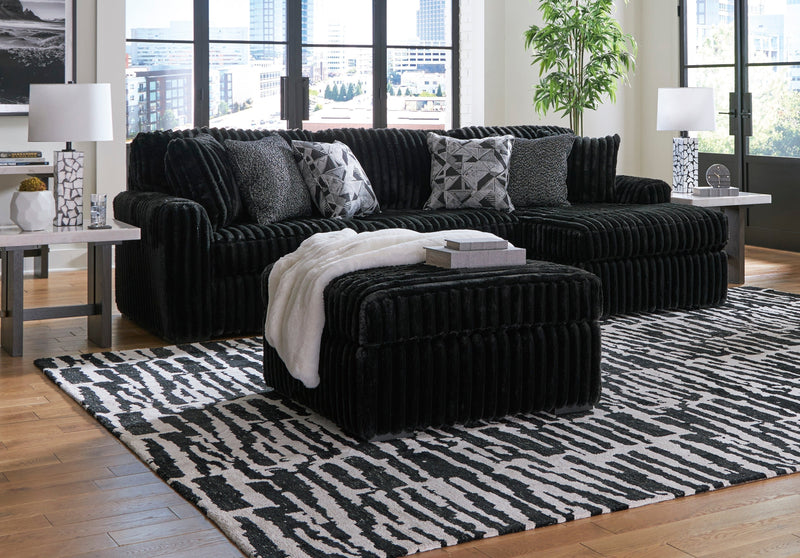 Midnight-Madness Onyx LAF Chase Sectional and Ottoman from Ashley - DMV Furniture