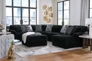 Midnight-Madness 4-Piece Sectional with Ottoman in Onyx from Ashley - DMV Furniture