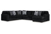 Midnight-Madness Onyx 4-Piece Sectional with Chaise -   - DMV Furniture