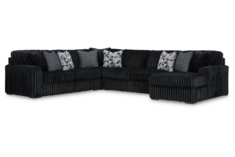 Midnight-Madness Onyx 4-Piece Sectional with Chaise -   - DMV Furniture
