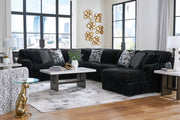 Midnight-Madness 4-Piece Sectional with Ottoman in Onyx from Ashley - DMV Furniture