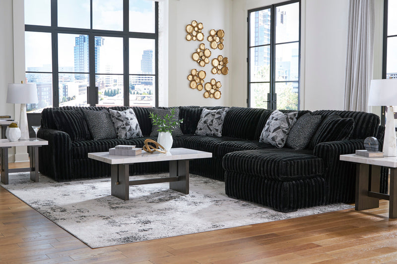 Midnight-Madness Onyx 4-Piece RAF Chaise Sectional from Ashley - DMV Furniture