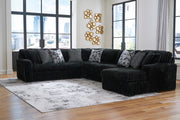 Midnight-Madness 4-Piece Sectional with Ottoman in Onyx from Ashley - DMV Furniture