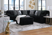 Midnight-Madness 3-Piece Sectional with Ottoman in Onyx from Ashley - DMV Furniture