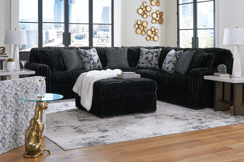 Midnight-Madness 3-Piece Sectional with Ottoman in Onyx from Ashley - DMV Furniture