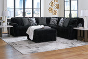 Midnight-Madness 3-Piece Sectional with Ottoman in Onyx from Ashley - DMV Furniture