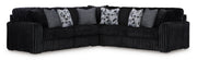Midnight-Madness 3-Piece Sectional with Ottoman in Onyx from Ashley - DMV Furniture