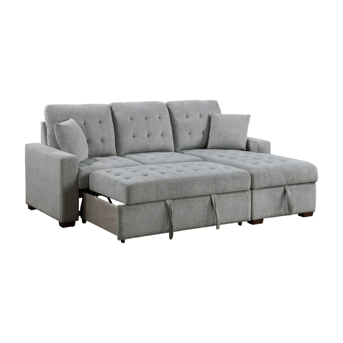 9816GY*SC (2)2-Piece Sectional with Right Chaise, Pull-out Bed and Hidden Storage - 9816GY*SC