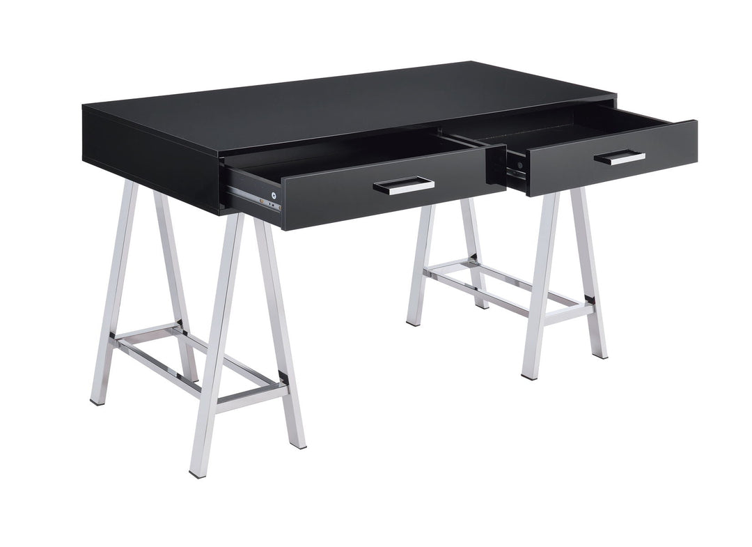 Coleen - Desk - Black High Gloss & Chrome