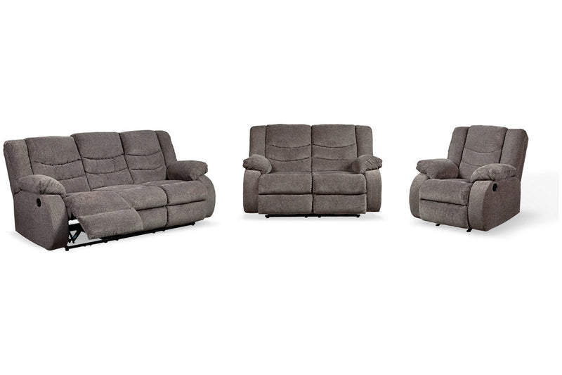 Tulen Gray Reclining Sofa, Loveseat and Recliner -  Ashley - DMV Furniture
