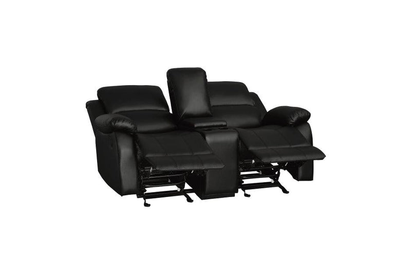 Clarkdale Black Double Glider Reclining Love Seat With Center Console 9928Blk-2 | Homelegance
