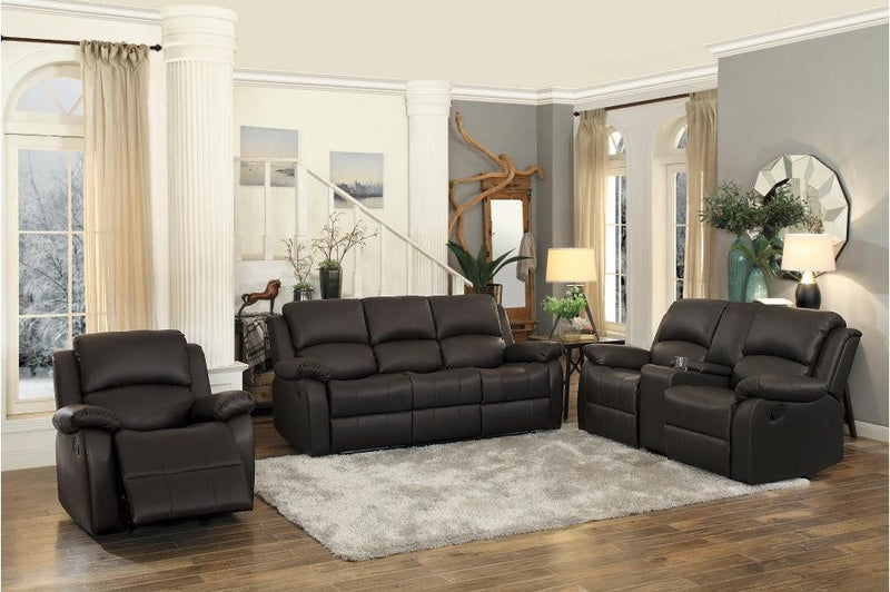 Clarkdale Dark Brown Double Reclining Sofa With Center Drop-Down Cup Holders 9928Dbr-3 | Homelegance